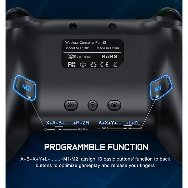 DinoFire Pro Controller for Nintendo Switch/ Switch Lite/OLED, Cute Wireless Controller（Red）