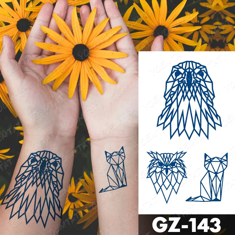 Juice Lasting Waterproof Temporary Tattoo Sticker Rose Butterfly Moon Sun Diamond Heartbeat Wave Flash Fake Tattoos Ink Body Art