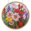 (Upgrade Size)DIY Diamond Painting Art Double Sided Effect Pendant Colorful Animal Hanging Ornament Kit(Flowers)