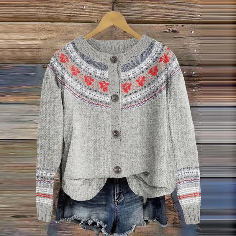 Women's Vintage Icelandic Floral Pattern Sweater