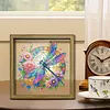 Diamond Painting Wooden Double-Sided Dragonfly and Flowers Ornaments Kit with Photo Frame Desktop