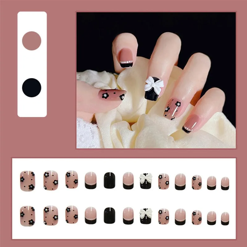 24pcs press on nails Butterfly Decoration Wear Long Paragraph Fashion Manicure Patch False Nails Save Time Wearable Jelly Nails-Nail Inspo