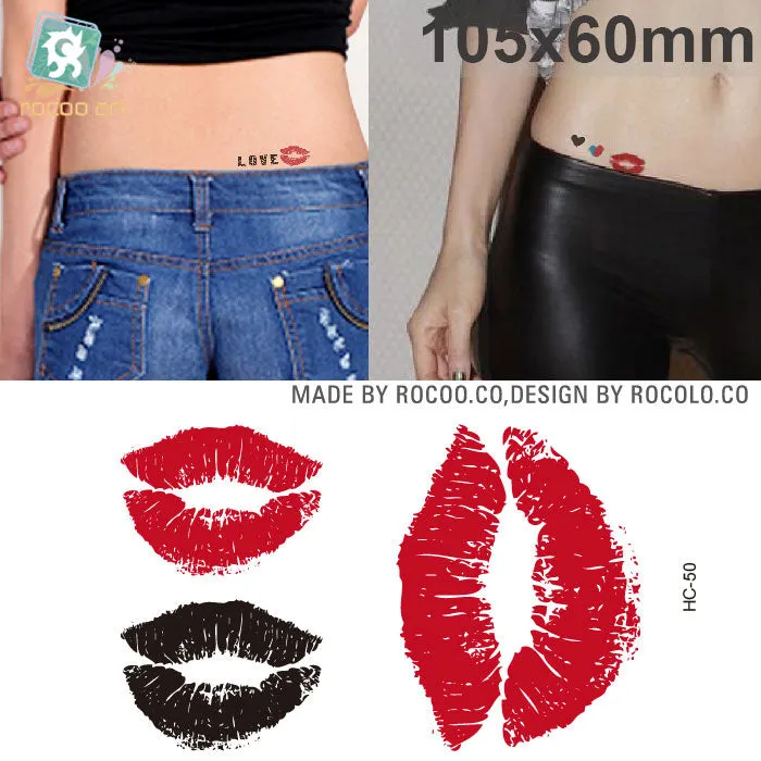 Hot sale 2019 sex Women lips Tattoo Sticker Waterfproof Fake Temporary Tattoo Art Body Tattoo on Waist for women.