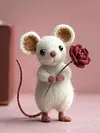 Felt Mouse Ornaments Cute Charming Handmade Valentine Felt Mice Figurines Valentines Day Gift Animal Decoration for Easter Gifts Wedding Party Supply
