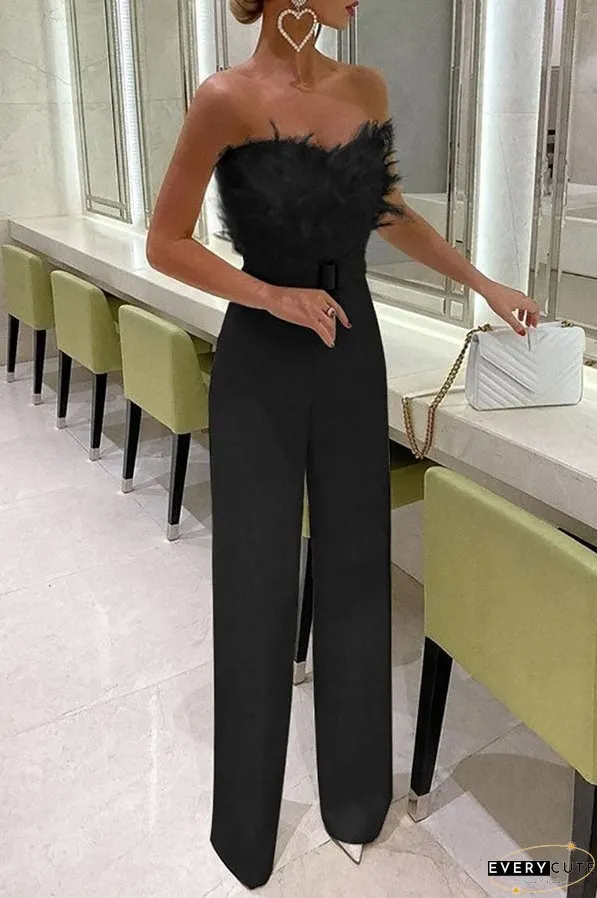 Feather Tube Top Jumpsuit