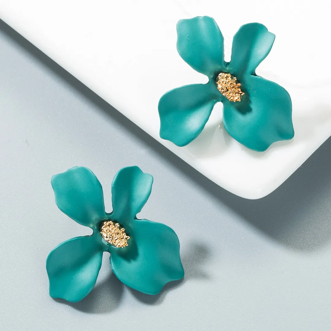 Dvacaman Bohemian Cute Long Double Layer Flower Statement Drop Earrings Women Summer Beach Party Metal Pendant Earrings Jewelry