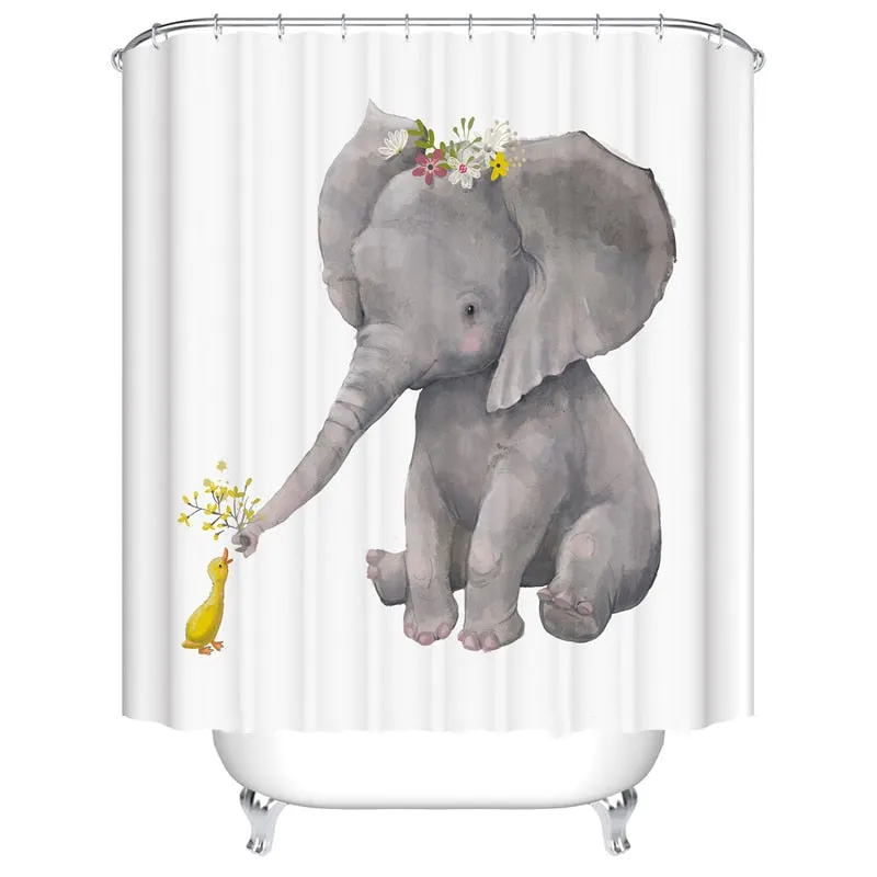 Animals Elephant Shower Curtain Bathroom Waterproof Polyester Shower Curtain Elephant Printed Curtains for bathroom shower