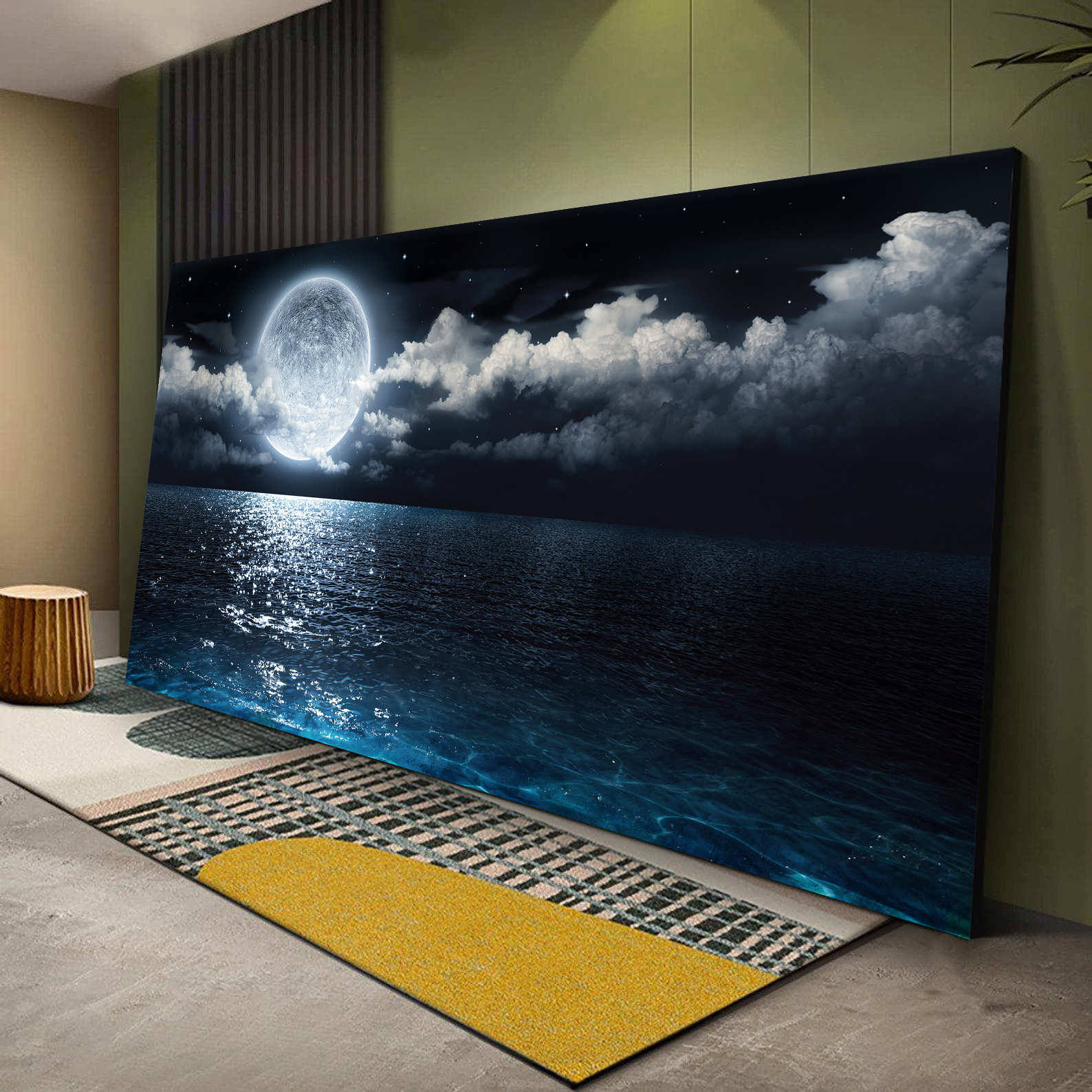 Moon Ocean Landscape Canvas Wall Art