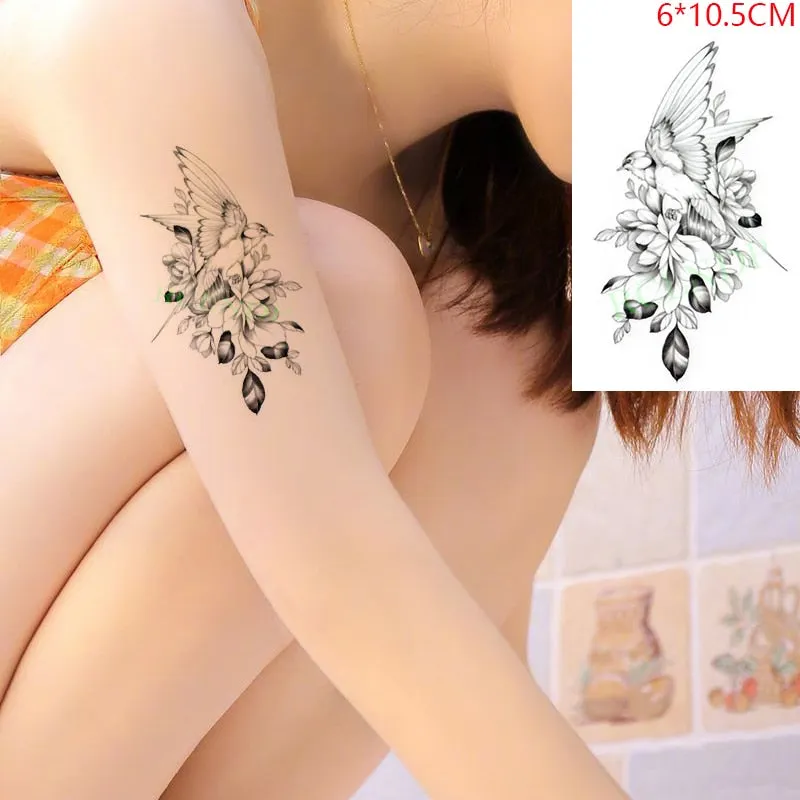 Waterproof Temporary Tattoo Sticker Small Cross Rose Flower on Finger Neck Hand Flash Tatoo Fake Tatto for Girl Women Men