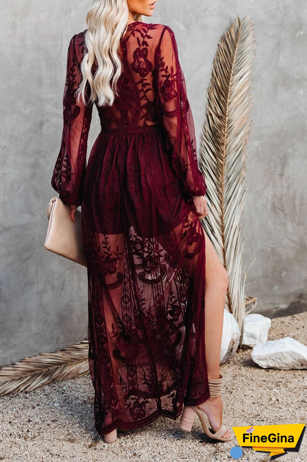 Casual Solid Lace V Neck Lace Dress Dresses(3 Colors)