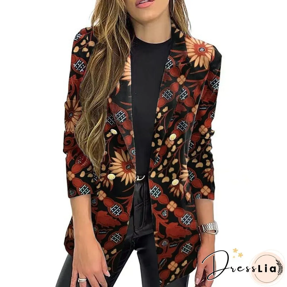 Fashion Autumn And Winter New Printed Women Blazers Women Long-sleeved Autumn And Winter Jacket Coats Blazer Feminino