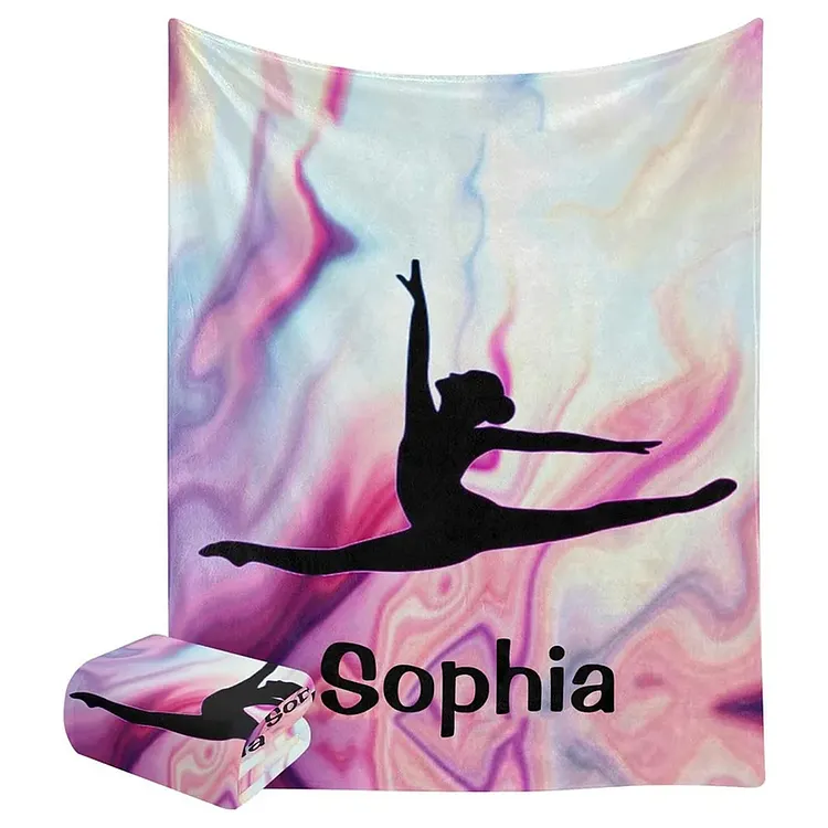 Watercolor Gymnastics Personalized Blankets Throw Bed Sofa Couch Blankets | BKKid640