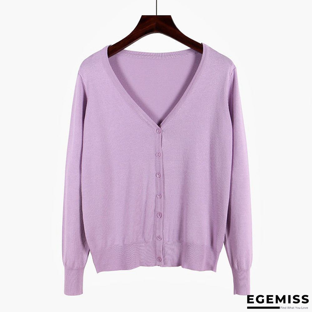 Cardigan Long Sleeve V Neck Air Conditioned Shirt Slim and Simple | EGEMISS
