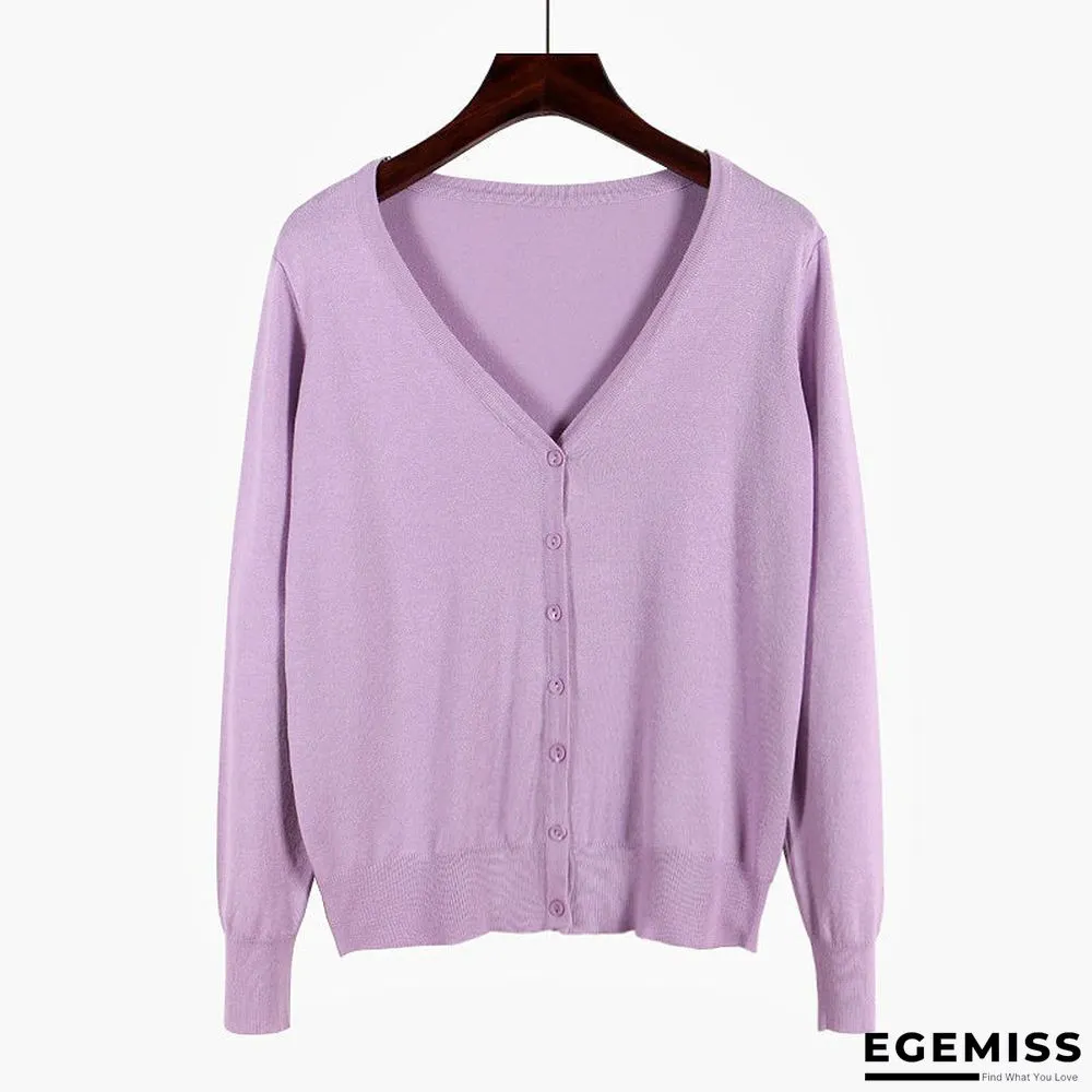 Cardigan Long Sleeve V Neck Air Conditioned Shirt Slim and Simple | EGEMISS