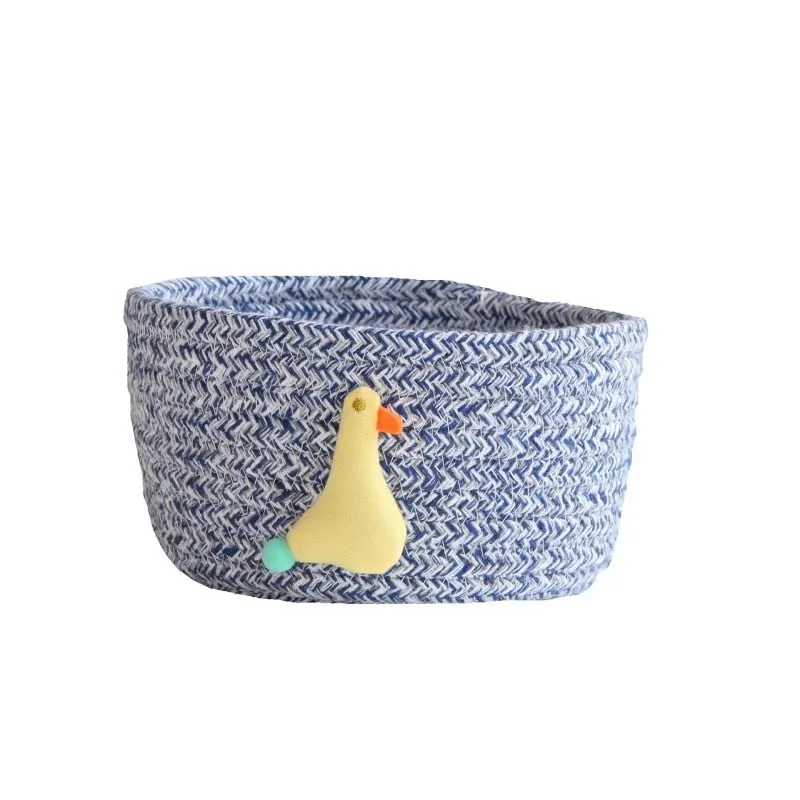 Cotton Rope Storage Baskets With Animals Shape Baby Dirty Clothes Laundry Basket Handmade Weaving Desktop Sundries Organizer Box