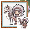 Indian Girl And Horse-11CT Stamped Cross Stitch 40*40cm/15.75*15.75in