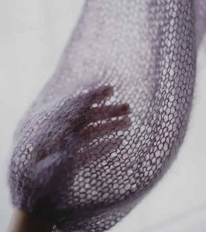 Brownm Sleeved Mesh Knit Sweater