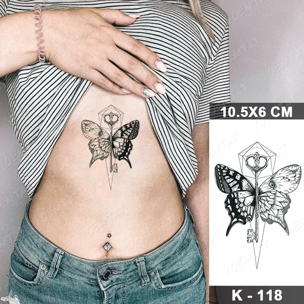 Waterproof Temporary Tattoo Sticker Black Point Line Sunflower Geometric Rose Flash Tatoo Fake Tatto For Body Art Women Men