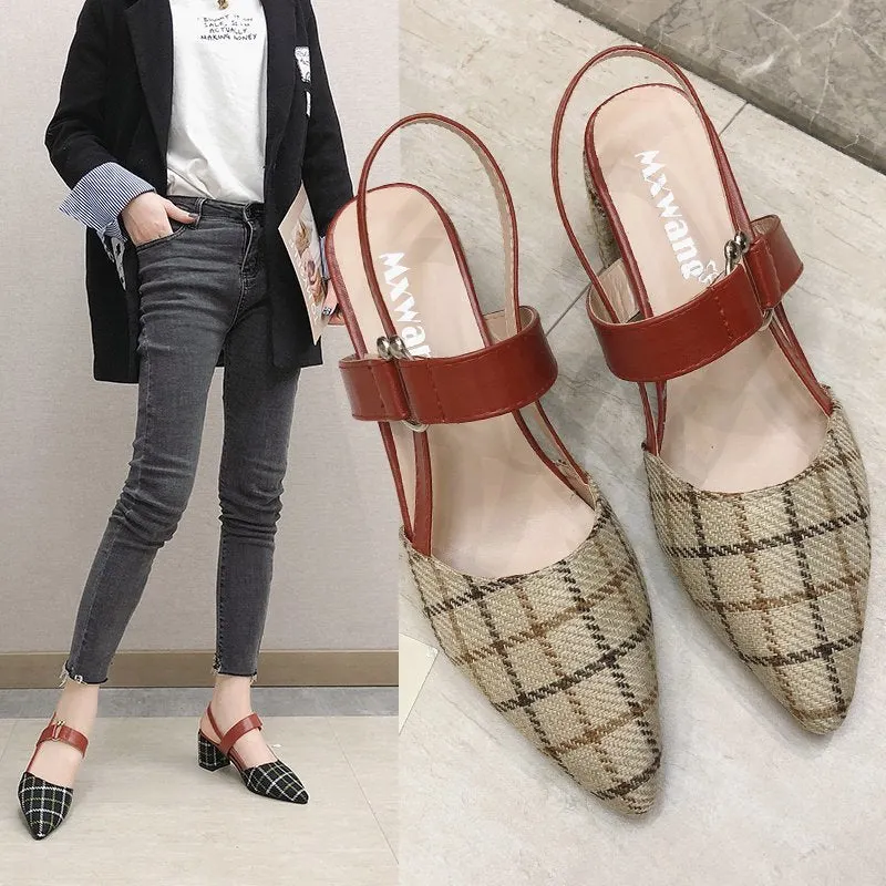 Lady Shoes New Hollow Coarse Sandals High-heeled Shallow Mouth Pointed Pumps Work Women Female Sexy High Heels Zapatilla Lattice