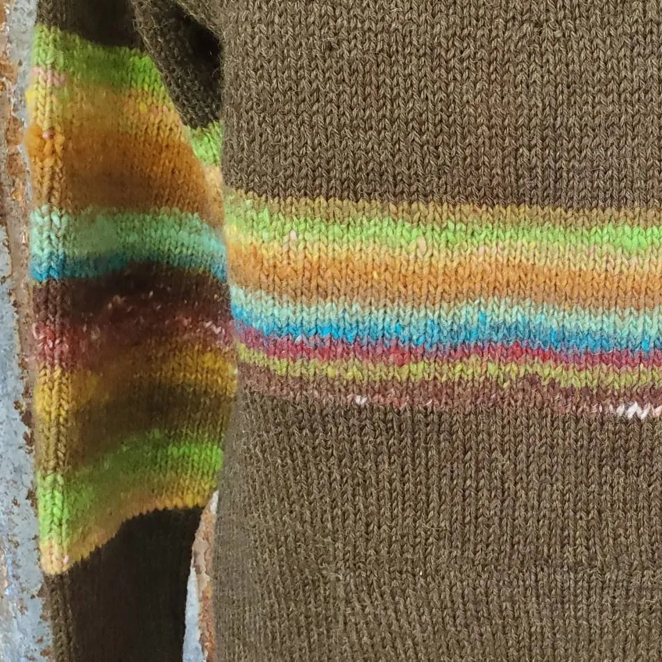 Retro Rainbow Stripes Knitted Icelandic Hooded Sweater