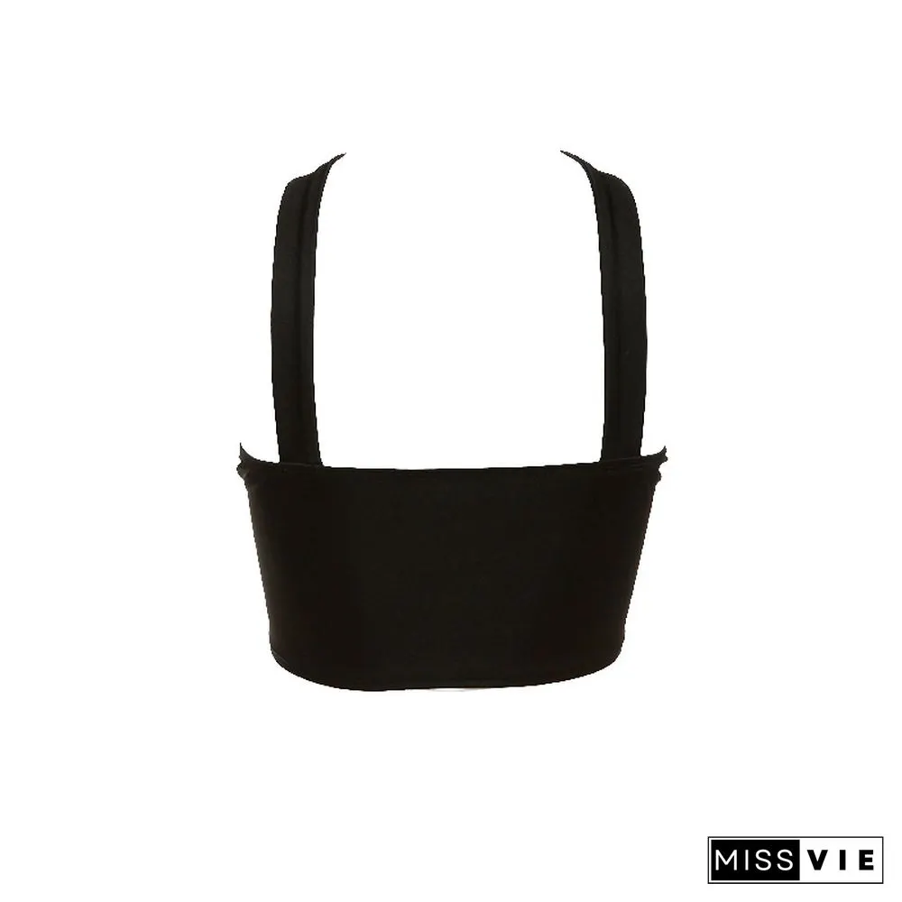 Fashion Love Heart Lace Up Colorblock Tube Top