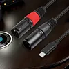 USB-C to Dual XLR 3Pin Cable Braided Type C to XLR Male Output Stereo Cord