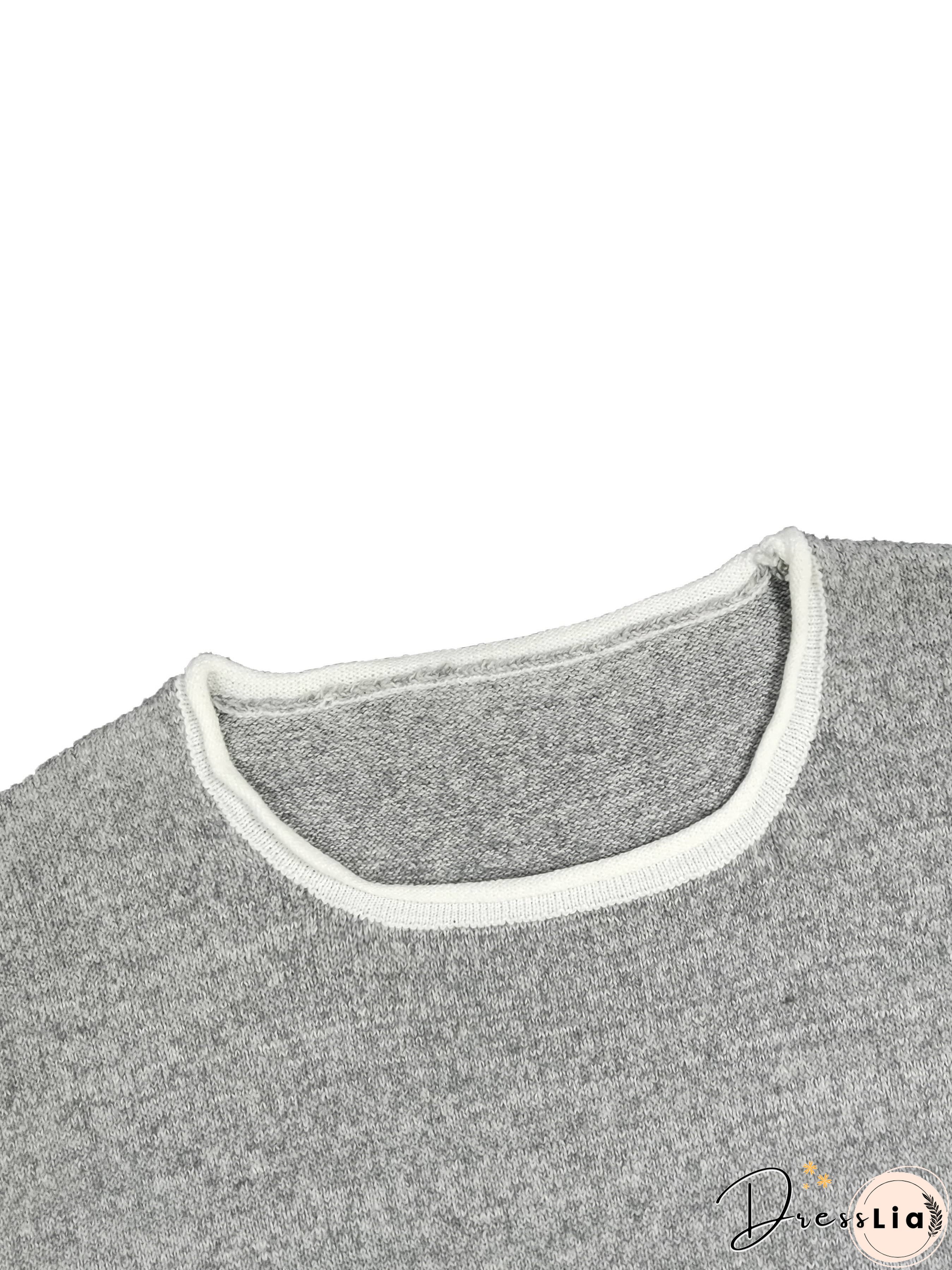 Plus Size Casual Sweater, Women's Plus Solid Long Sleeve Round Neck Slight Stretch Loose Sweater