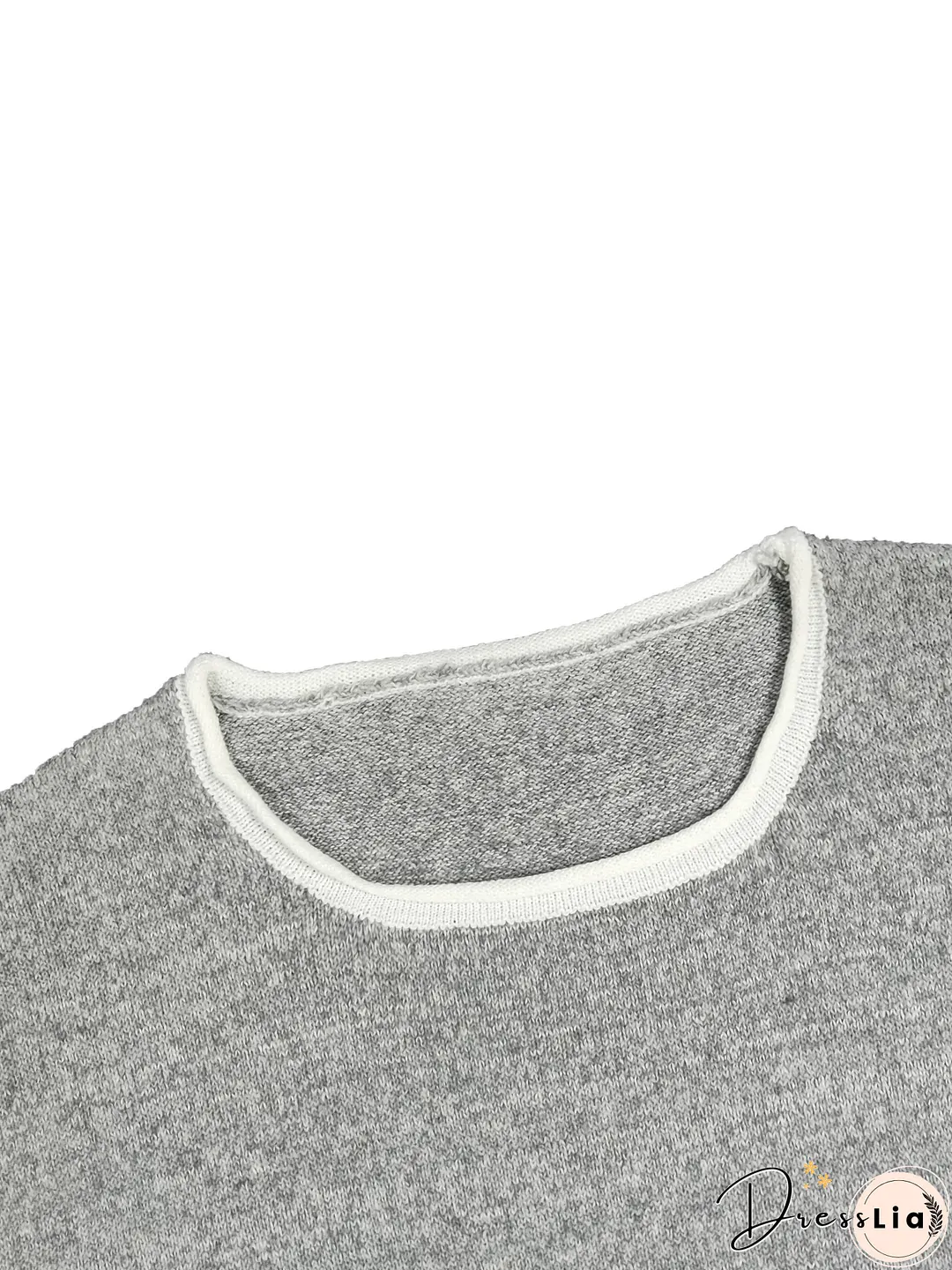 Plus Size Casual Sweater, Women's Plus Solid Long Sleeve Round Neck Slight Stretch Loose Sweater