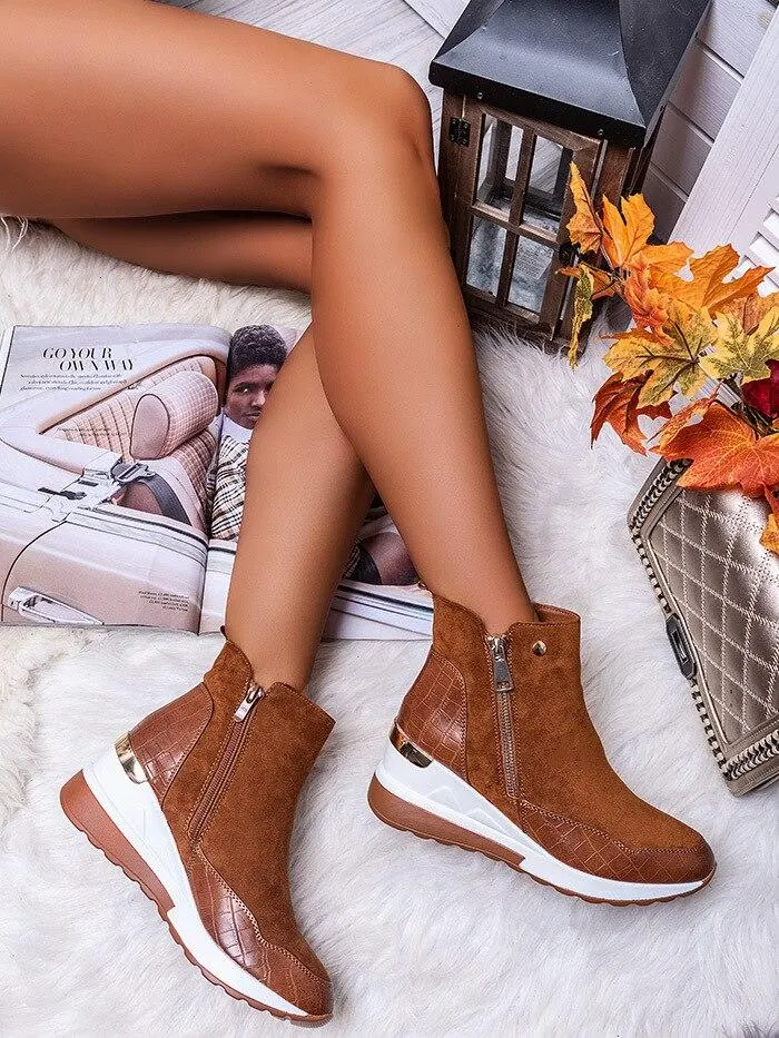 Plus Size Warm Plush Winter Boots Chunky Sneakers Ankle Boots Women Shoes Woman Zipper Buckle Thick Sole Platform Zapatos Mujer 1026