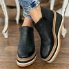 2024 Fashion Women Short Boots Round Toe High Top Platform Wedges Retro Booties Soft Leather Zipper Comfortable Ankle Boots for Woman(🎁Christmas Hot Sale🎁)