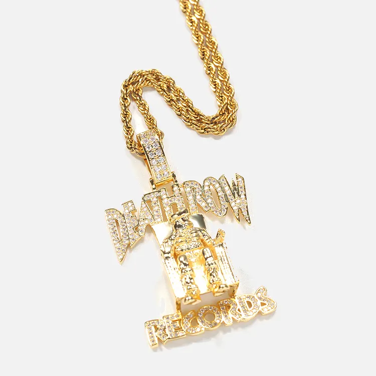 Iced Death Row Record Letter King Pendants Hip Hop Bling For Men