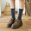 5 Paires Chaussettes &agrave; Fleurs Brod&eacute;es Vintage