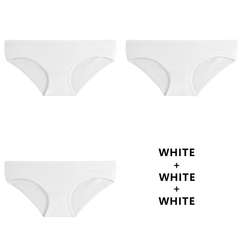 TERMEZY 3PCS Women Sexy Panties Cotton Underwear Solid Briefs Girls Low-waist Lingerie G String Soft Breathable Intimates XXS-L