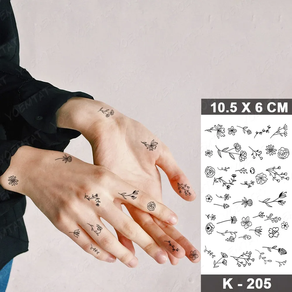 Waterproof Temporary Tattoo Sticker Black Point Line Sunflower Geometric Rose Flash Tatoo Fake Tatto For Body Art Women Men