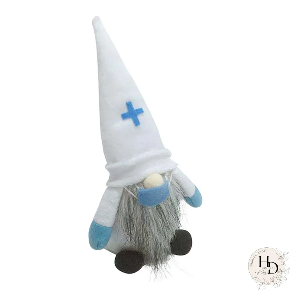 Cute Doctor Nurse Dwarf Doll Ornaments Gnome Handmade Elf Home Farmhouse Kitchen Decor Festive Party Shelf Tiered Tray Decorations Supplies Qee