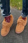 Women's Bow Decor Faux Suede Plush Lined Winter Flat Shoes