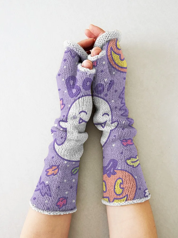 Halloween knitted wool gloves