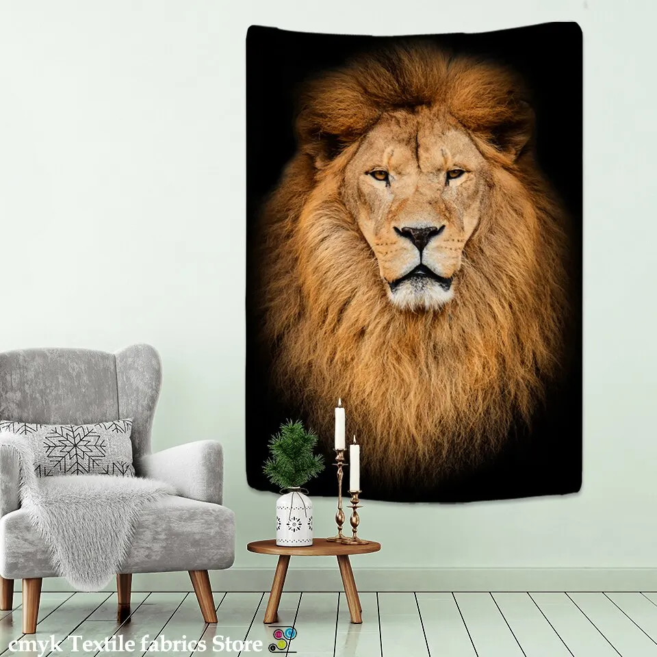 Animal World Tapestry Lion Background Cloth Hanging Cloth Home Furnishing Fabric Art Wall Hanging