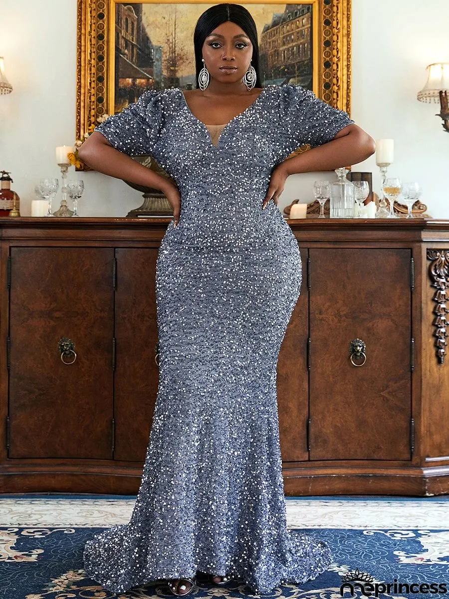 Grey Sequin Prom Dress XJ901