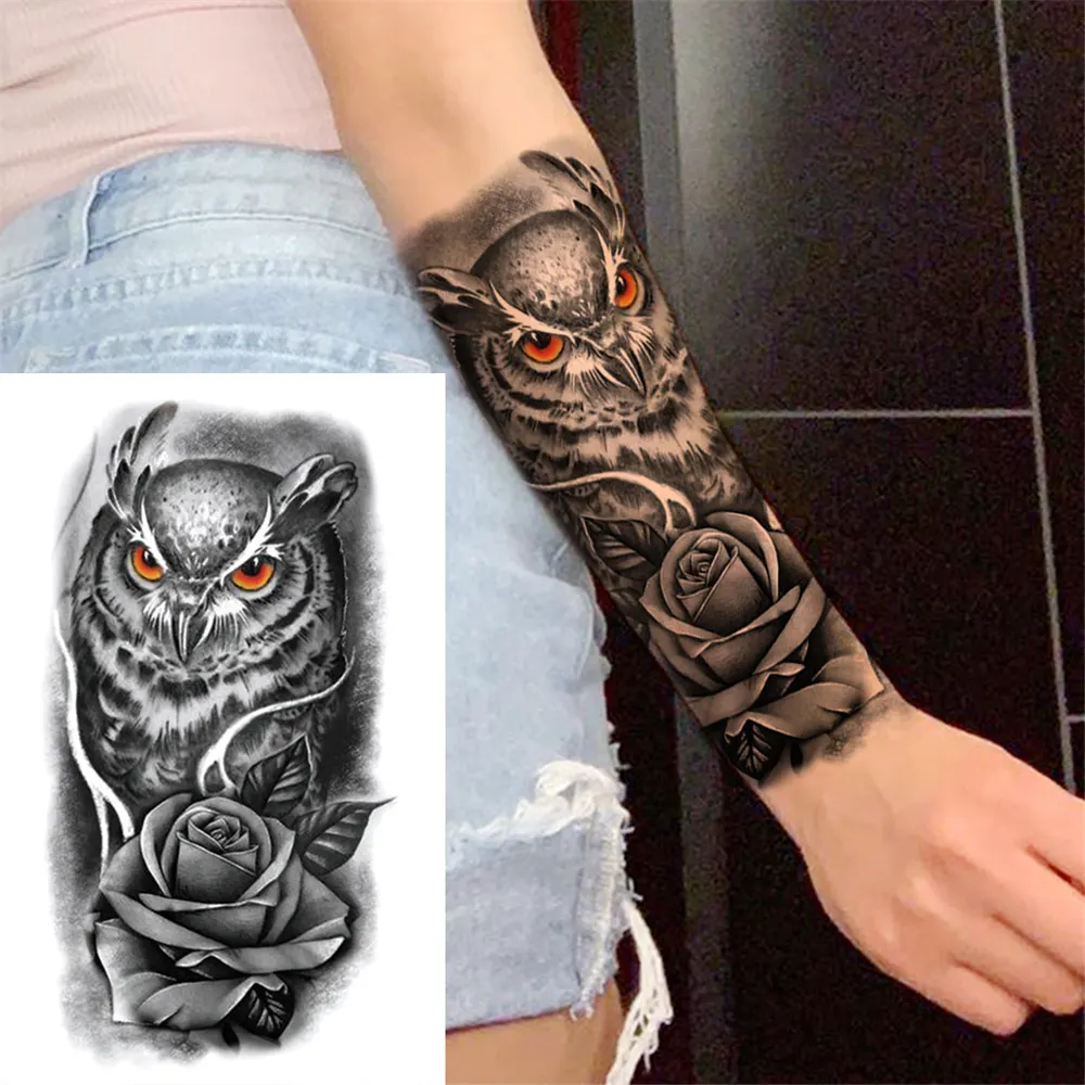 Sdrawing Clock Temporary Tattoo For Men Women Children Skeleton King Dragon Hourglass Black Tattoo Sticker Fake Snake Adults Tatoos
