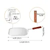 Stainless Steel Square Frying Pan/Grill Pan 304 Home Use Uncoated with Wooden Handle, Three-layer Structure with Aluminum Core, Suitable for Home and Outdoor Extra Large Flat Cooking Tray, All Stovetops