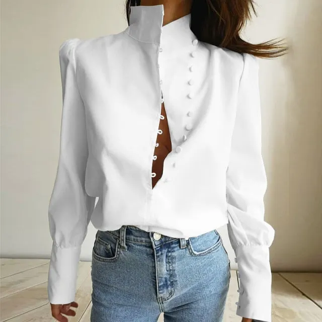 Elegant Turtleneck Blouse Long Sleeve
