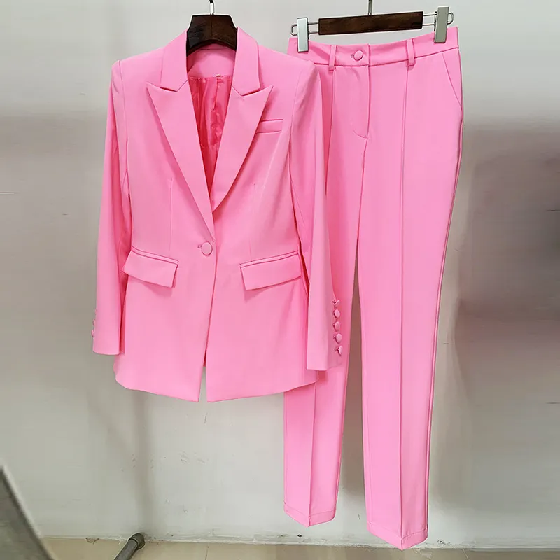 Nigikala Nigikala Star Professional Fashion Fashion A Buckle Button Long Suit + Small Trousers Set Two Sets