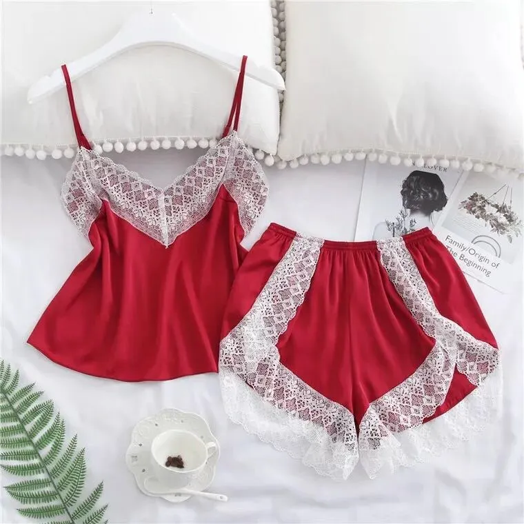Churchf Explosion Pajamas Simulation Silk Two-Piece Pajamas Large-Size Home Underwear Pajamas Pajamas