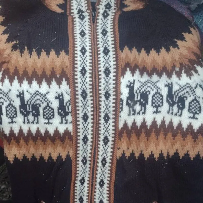 Colourful Iceland Jacquard Zipper Up Hooded Sweater（Unisex）