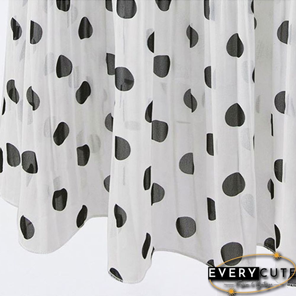 Black White Women's Tulle Polka Dot Chiffon Pleated Skirt Summer Skirts Womens Plus Size Harajuku Korean Midi Flared Skirt Women