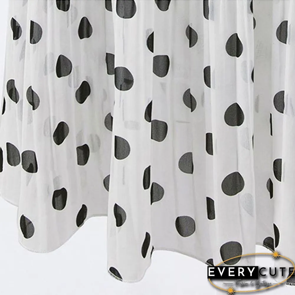 Black White Women's Tulle Polka Dot Chiffon Pleated Skirt Summer Skirts Womens Plus Size Harajuku Korean Midi Flared Skirt Women