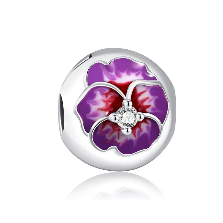  Purple Flower middle Diamond Bead 