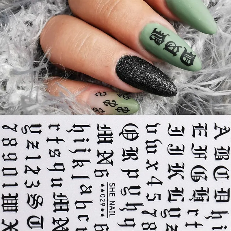 1 Sheet Russian Series Letter 3D Nail Sticker Flower Leaves Nail Transfer Beautiful Decals Slider Nail Art DIY Decoration
