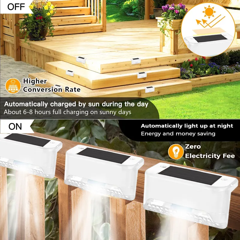 SAKER&reg; Solar Deck Lights Outdoor 4 Pack